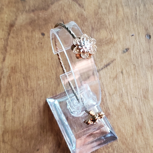 Francesca's Gold Silver Tone Flower Cuff Bracelet - Picture 3 of 3